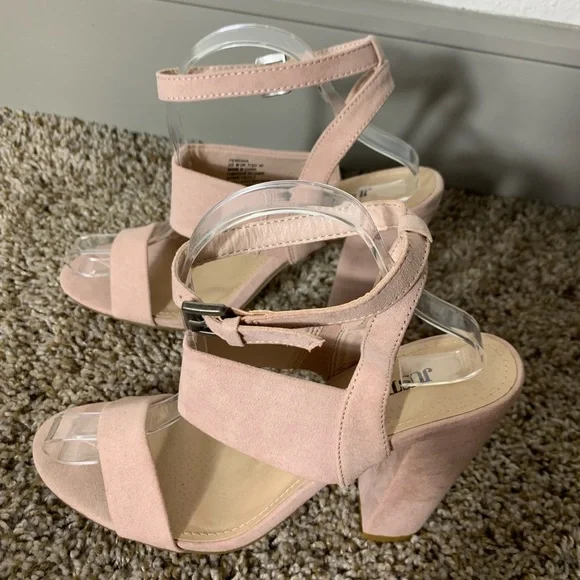 JustFab Perenna Heeled Sandal Pink Suede Chunky Heel size 9 - Picture 4 of 14